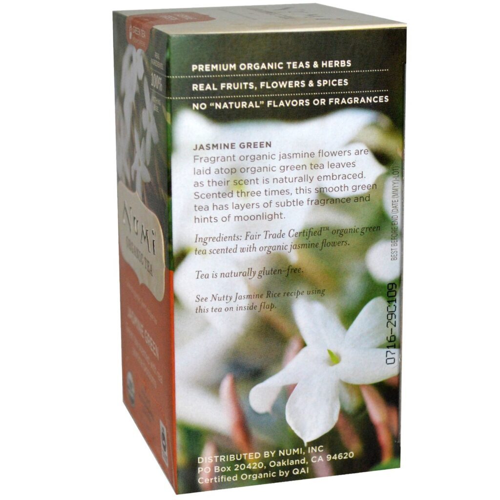 Numi Tea Chá Verde Jasmine - 18 Saquinhos Refrescantes e Aromáticos - Imagem 2