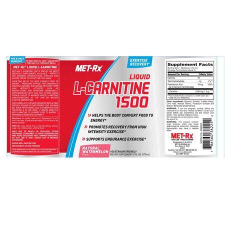 MET-Rx, L-carnitina líquida 1500, Melancia - 473 mL - Image 2