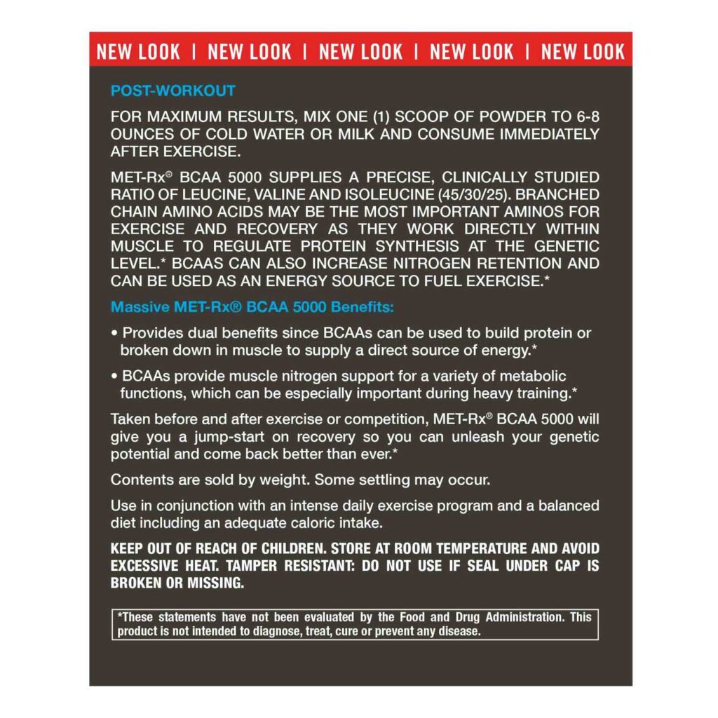 MET-Rx BCAA 5000 Sem Sabor 300g: Aminoácidos Essenciais para Performance e Recuperação Muscular no Brasil - Imagem 2
