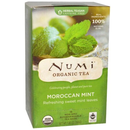 Numi Tea Organic, Chá de Hortelã Marroquina - 18 Saquinho de Chá