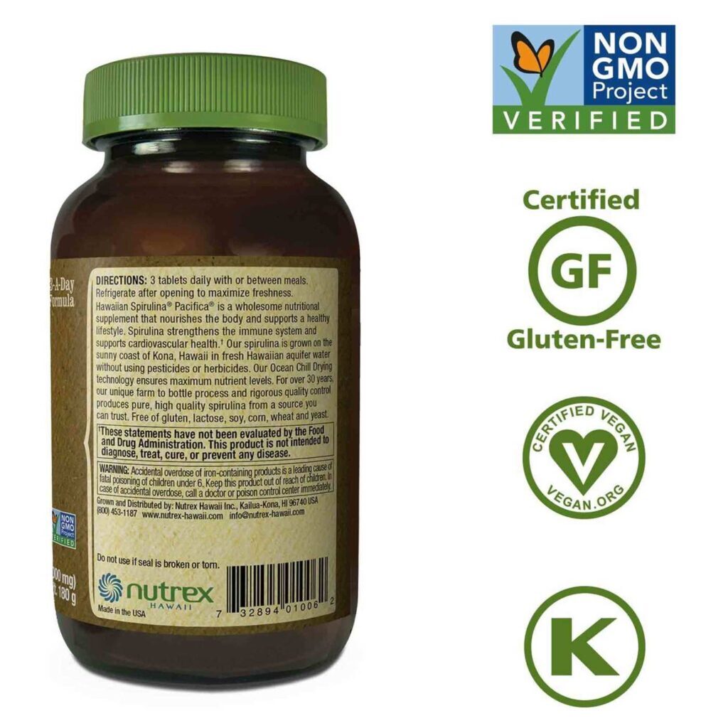 Spirulina Pacifica Nutrex Hawaii 180 Comprimidos: Vitalidade e Nutrição Pura - Imagem 2