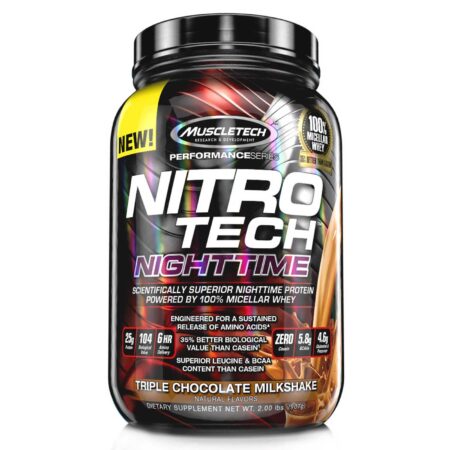 MuscleTech Nitro-Tech Nighttime Proteína, Milkshake Triple Chocolate - 2 lbs