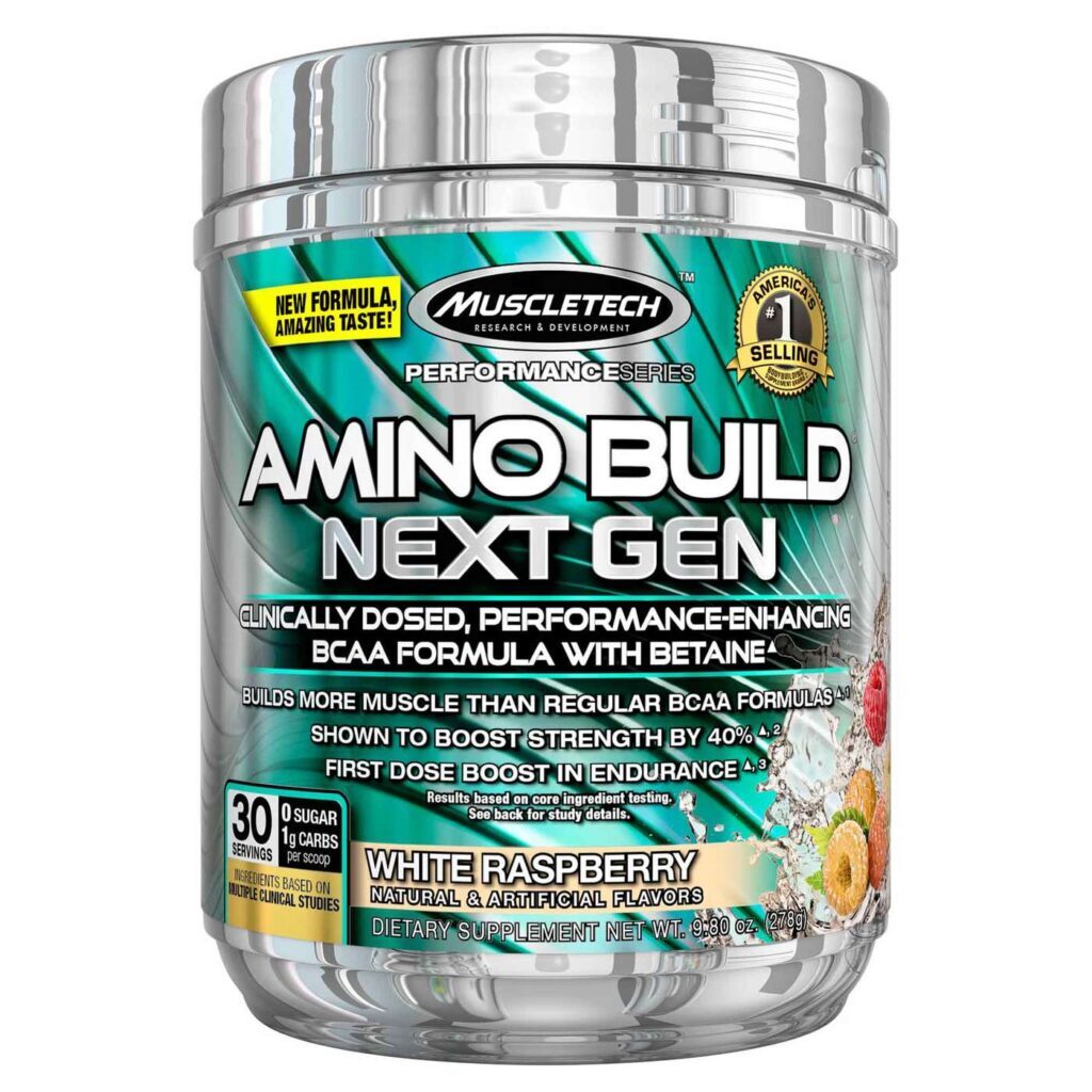 Muscletech Amino Build Next Gen Framboesa Branca - 30 Porções: Energia e Recuperação Muscular