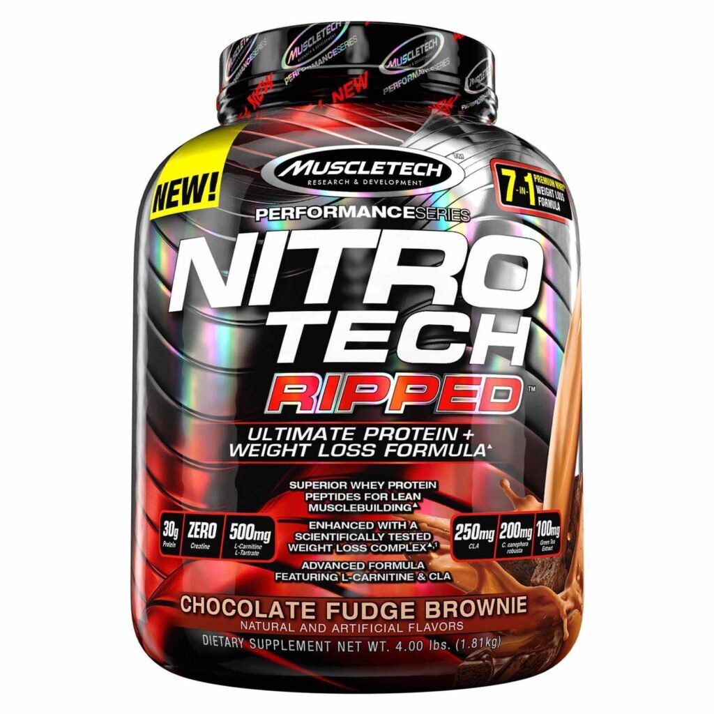 MuscleTech Nitro Tech Ripped 1.80 Kg Brownie De Fudge De Chocolate: Ganho Muscular e Definição