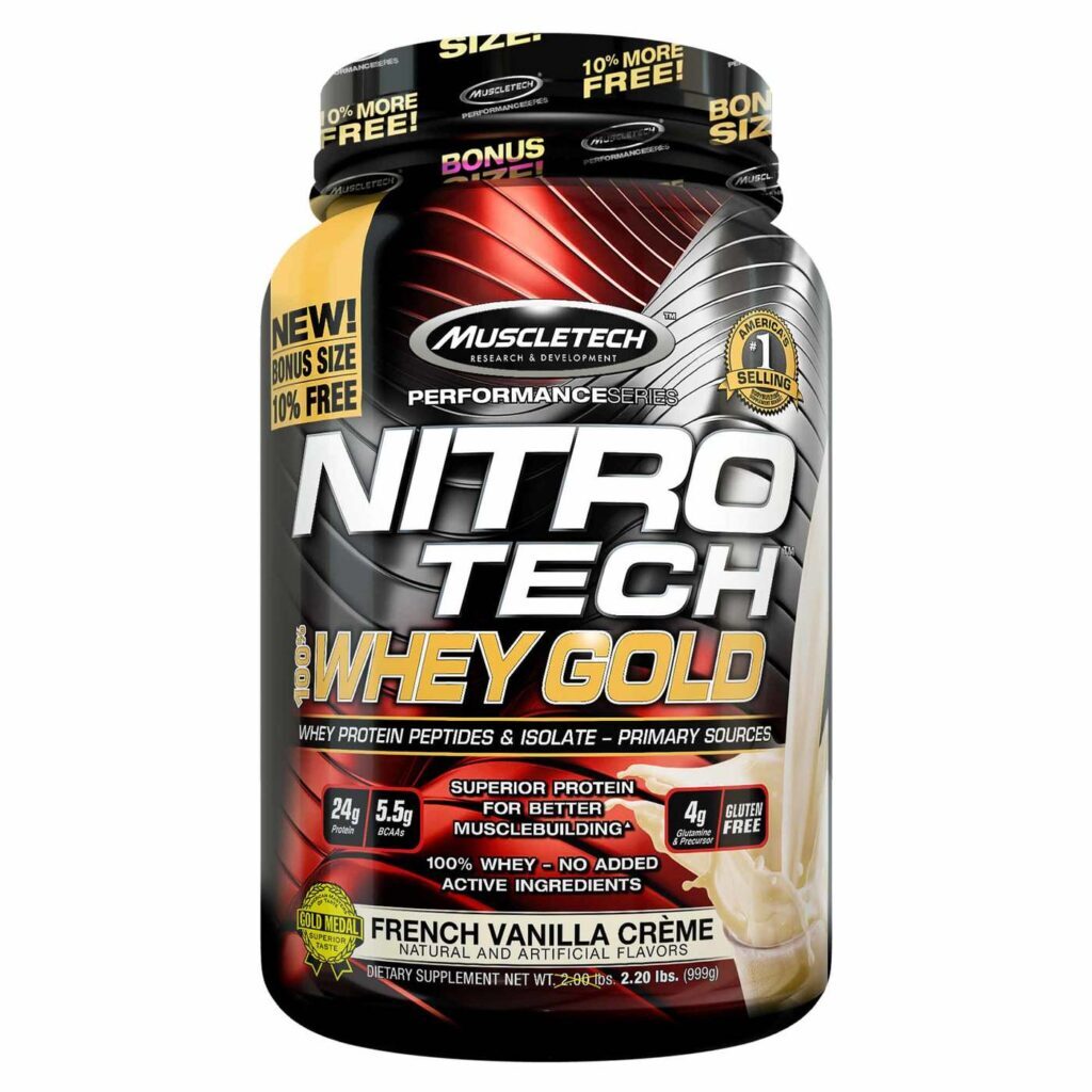 Whey Protein Muscletech Nitro Tech Whey Gold Creme de Baunilha 999g