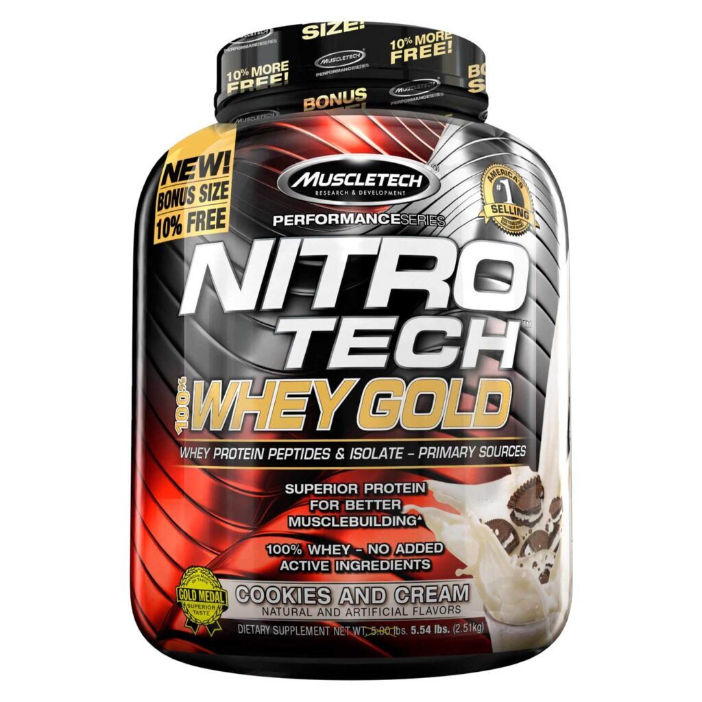 Whey Protein Muscletech Nitro Tech Whey Gold Cookies & Creams - 2.51Kg Massa Muscular