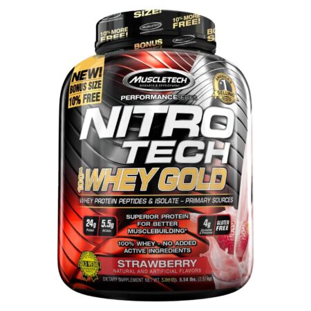 Muscletech Nitro Tech Whey Gold, morango - 6 lbs/ 2.51 Kg