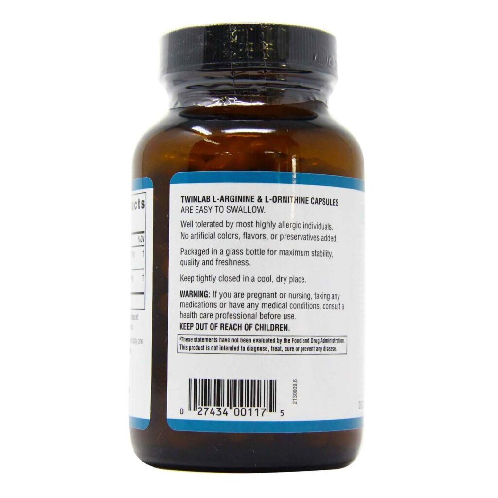 Twinlab L-Arginina e L-Ornitina 100 Cápsulas: Energia e Recuperação Muscular - Imagem 3