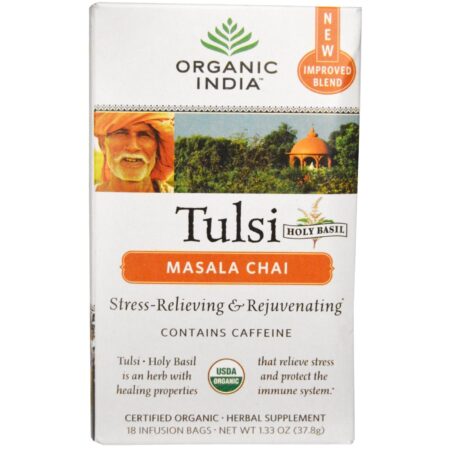 Organic India, Chá de Tulsi - 18 Saquinhos de Chá