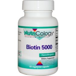 Nutricology Biotina 5000 mcg - Cabelo, Pele e Unhas Fortes - 60 Cápsulas