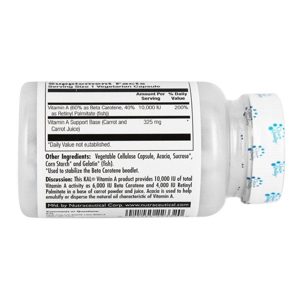 Kal Vitamina A 10.000 UI - 100 Cápsulas Vegetarianas para Saúde Ocular e Imunidade - Imagem 3