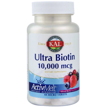 Kal, Ultra Biotina 10,000 mcg, Frutas Vermelhas - 60 Micro Tabletes