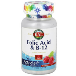 Ácido Fólico & B-12 Kal Framboesa - 60 Micro Comprimidos para Energia e Bem-Estar
