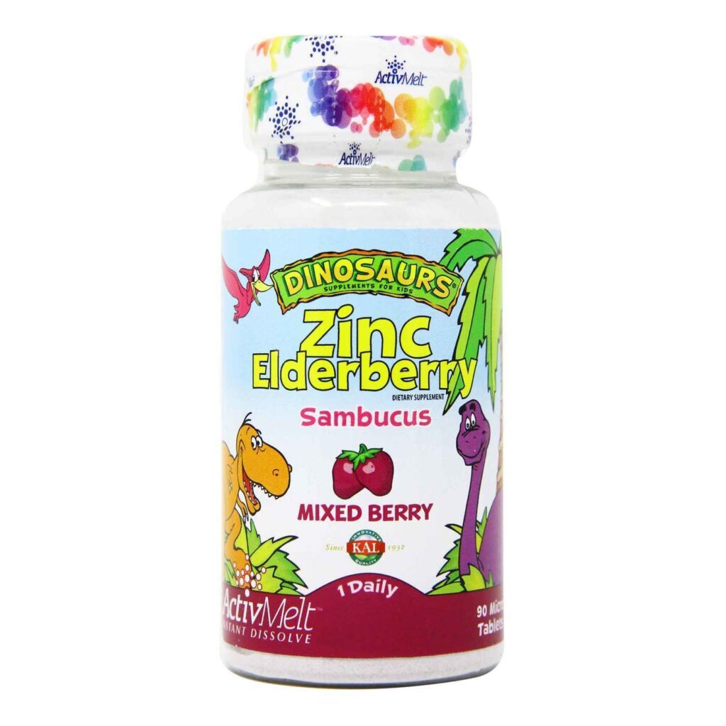 Kal Dinosaurs ActivMelt Zinco e Sabugueiro para Crianças - 90 Tabletes Mastigáveis