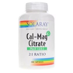 Solaray Cal-Mag Citrate com D-3 & K-2 - 180 Cápsulas: Saúde Óssea e Imunidade
