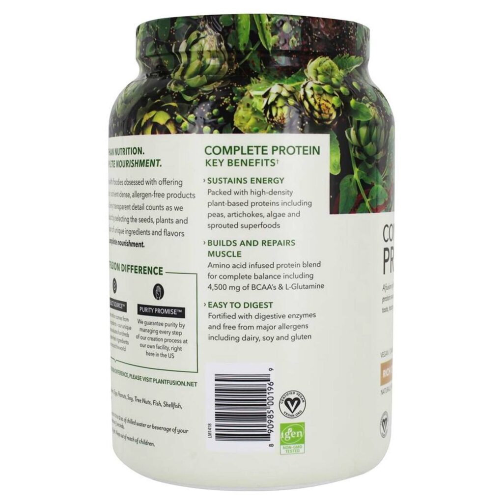 Plantfusion Proteína Vegetal Completa Chocolate Rico 900g (2 lbs) - Pura e Vegana - Imagem 4
