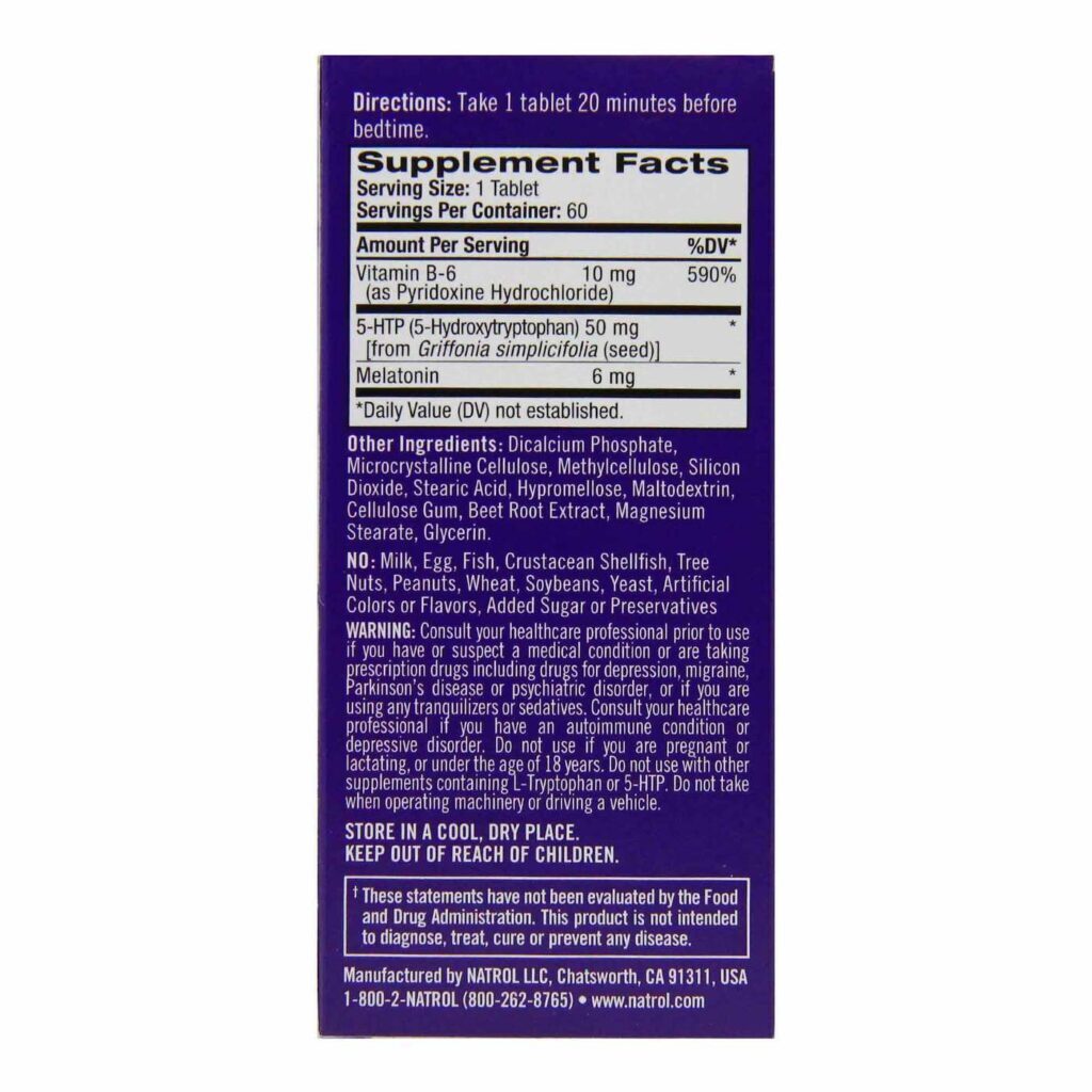 Natrol Sono Avançado Melatonina + 5 HTP - 60 Comprimidos Dupla Camada: Seu Sono Reparador no Brasil - Imagem 3