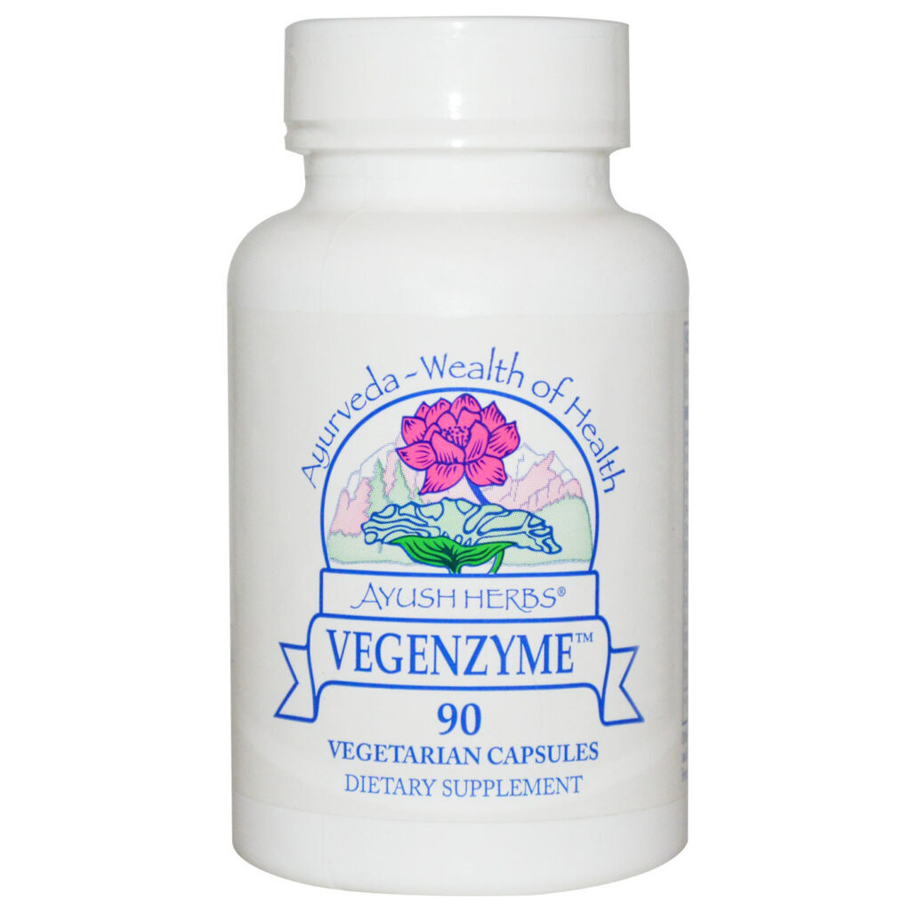 Ayush Ervas Vegenzyme 90 Cápsulas: Enzimas Digestivas Veganas de Alta Potência para Saúde Intestinal