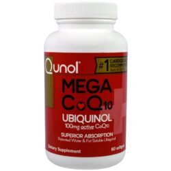 Qunol Mega CoQ10 Ubiquinol 100 mg - Suplemento para Energia e Antioxidante - 60 Cápsulas em Gel