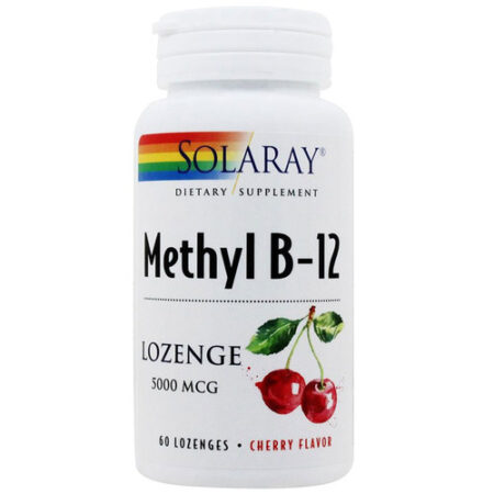 Solaray Methyl B12, cereja - 5,000 mcg - 60 Lozenges