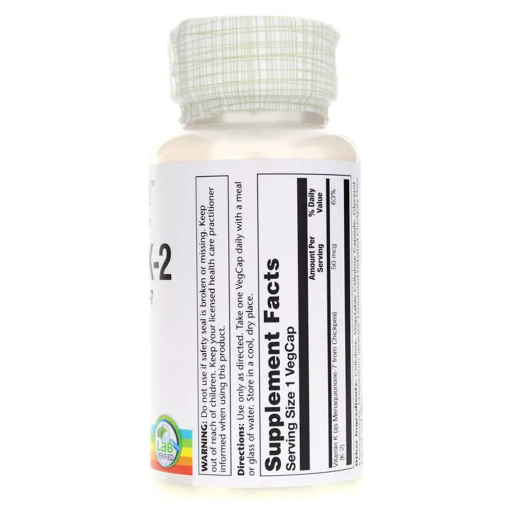 Solaray Tripla Força Vitamina K-2 Menaquinona-7 50 mcg 60 Cápsulas Vegetarianas - Saúde Óssea e Cardiovascular no Brasil - Imagem 2