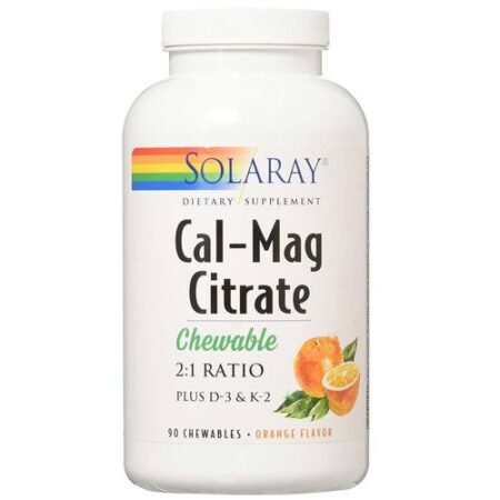 Solaray, Citrato de Cal-Mag, Laranja - 90 Pastilhas Mastigáveis