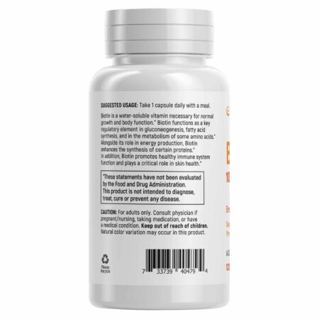 eVitamins Extra Strength Biotin - 10,000 mcg - 120 Veg Cápsulas - Image 2