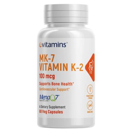 eVitamins MK-7 Vitamina K-2 - 100 mcg - 60 Cápsulas Vegetarianas