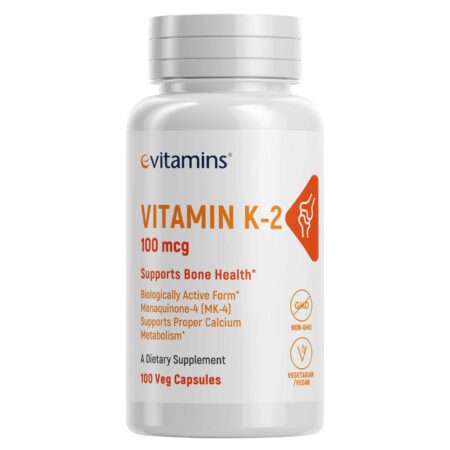 eVitamins Vitamina K-2 - 100 mcg - 100 Cápsulas Vegetarianas