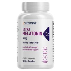 eVitamins Melatonina 3mg - 180 Cápsulas: Sono Profundo e Repousante