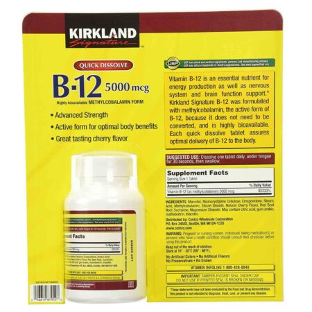 Kirkland Signature B-12 - 5,000 mcg - 300 Dissolução rápida Tabletes - Image 2