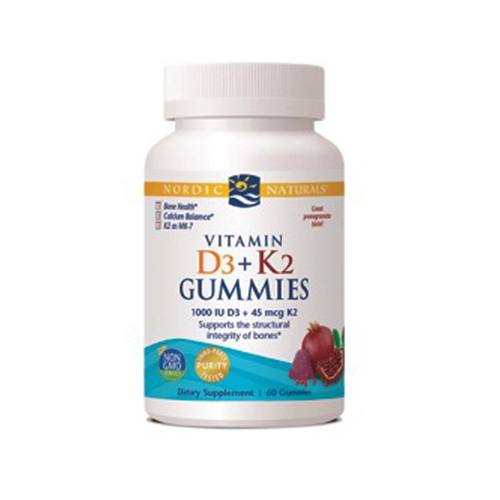 Nordic Naturals Vitamina D3 + K2 Romã - 60 Gomas: Ossos Fortes e Imunidade
