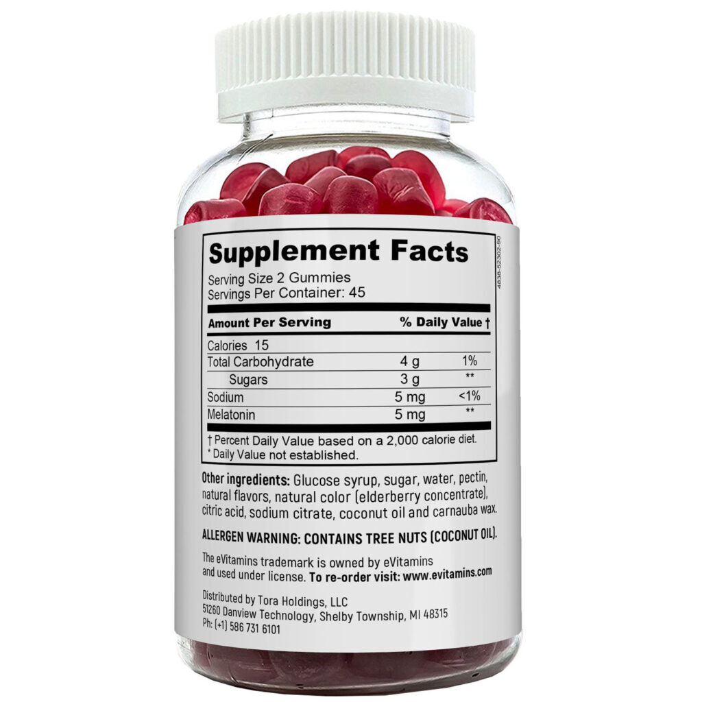 eVitamins Melatonina Sabor Morango 5mg - 90 Gomas para Dormir - Imagem 2