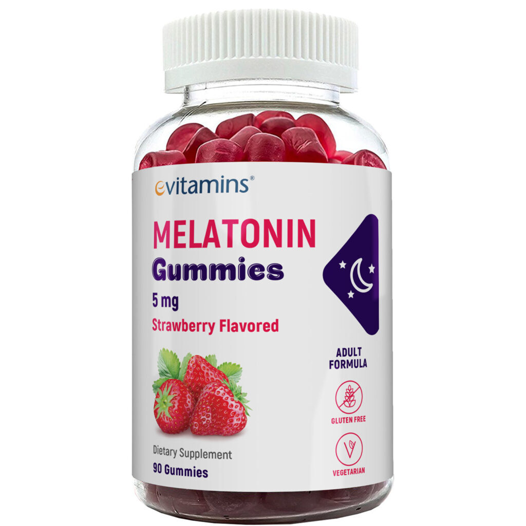 eVitamins Melatonina Sabor Morango 5mg - 90 Gomas para Dormir