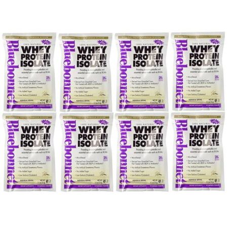 Bluebonnet Nutrition 100% Natural Whey Proteína Isolate Powder, Baunilha francesa - 8 Packets