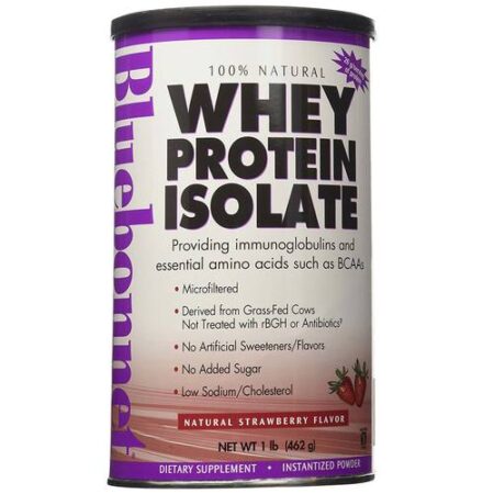 Bluebonnet Nutrition 100% Natural Whey Proteína Isolate Powder, morango - 1 lb