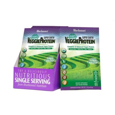 Bluebonnet Nutrition Super Earth Orgânico VeggieProteína Powder, Original - 8 Packets