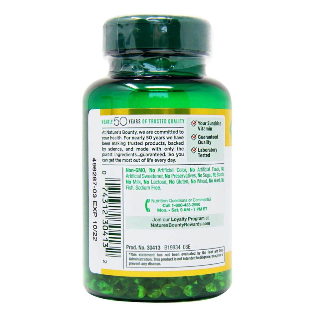 Nature's Bounty Vitamina D3 Alta Potência 1.000 UI - 350 Cápsulas Gel - Imagem 2