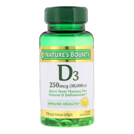 Nature's Bounty, Vitamina D3 10,000 IU Ultra Forte - 60 Cápsulas em Gel