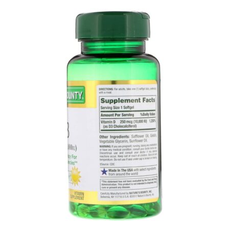 Nature's Bounty, Vitamina D3 10,000 IU Ultra Forte - 60 Cápsulas em Gel - Image 2