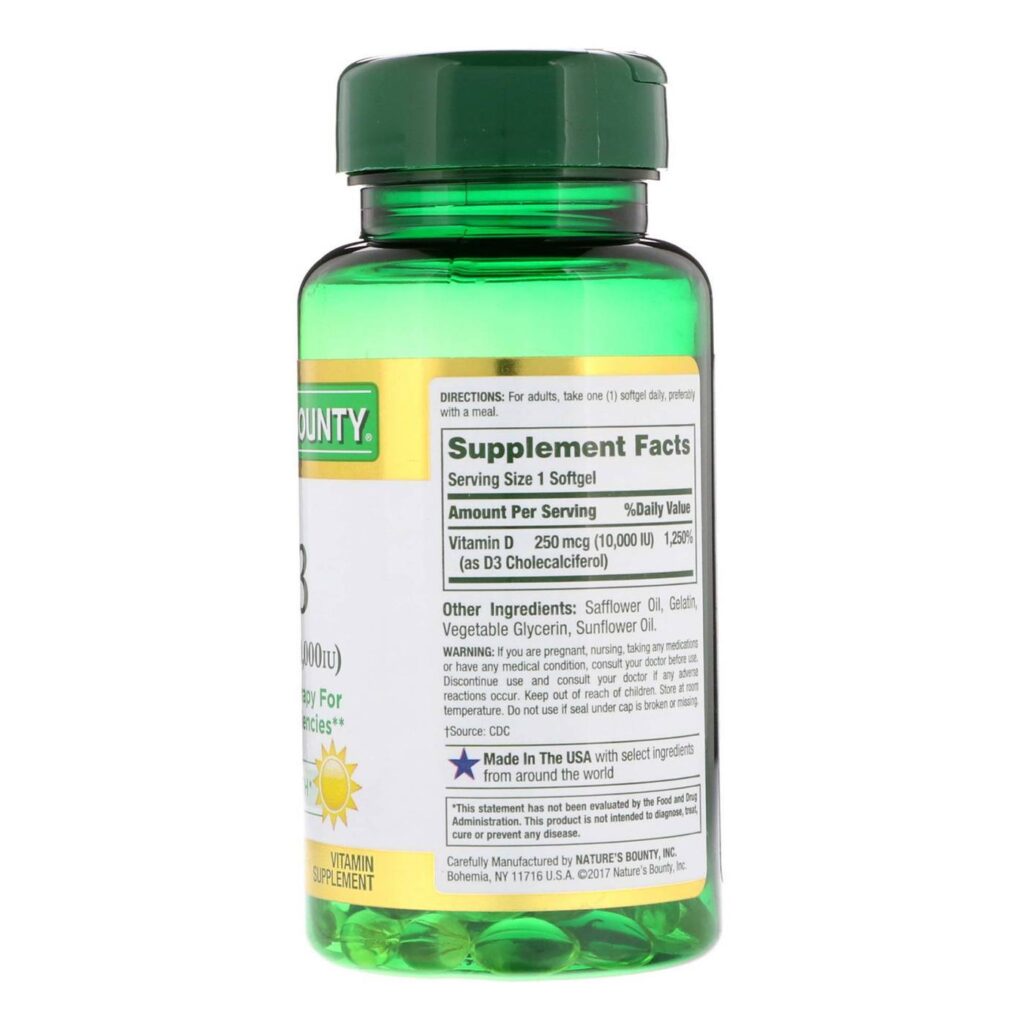 Nature's Bounty Vitamina D3 10.000 UI Ultra Forte - 60 Cápsulas Gel - Imagem 2