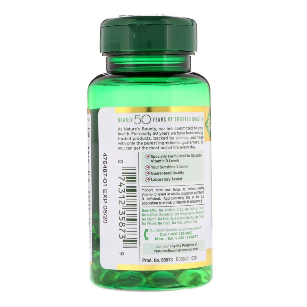 Nature's Bounty Vitamina D3 10.000 UI Ultra Forte - 60 Cápsulas Gel - Imagem 3