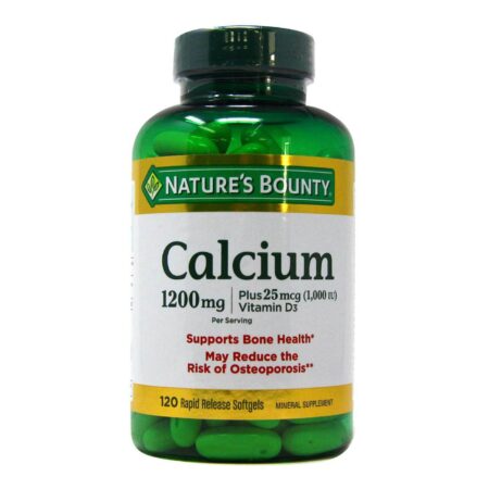 Nature's Bounty, Cálcio 1,200 mg com Vitamina D3 1000 UI - 120 Cápsulas em Gel