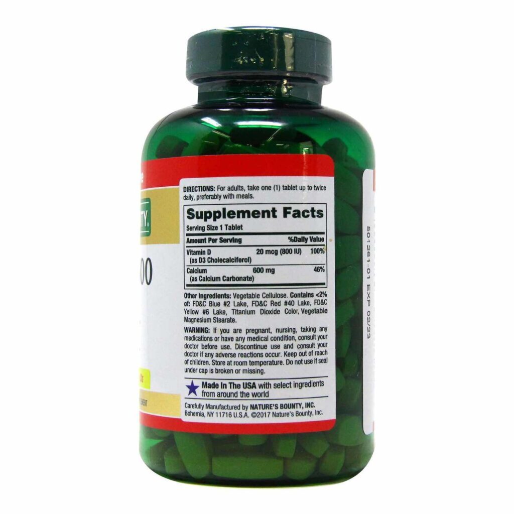 Nature's Bounty Cálcio 600mg com Vitamina D3 - 250 Tabletes Essenciais - Imagem 2