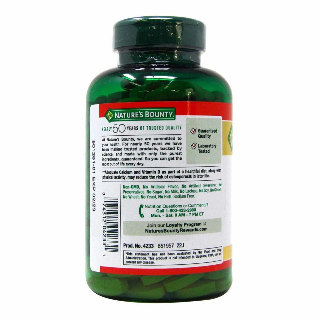 Nature's Bounty Cálcio 600mg com Vitamina D3 - 250 Tabletes Essenciais - Imagem 3