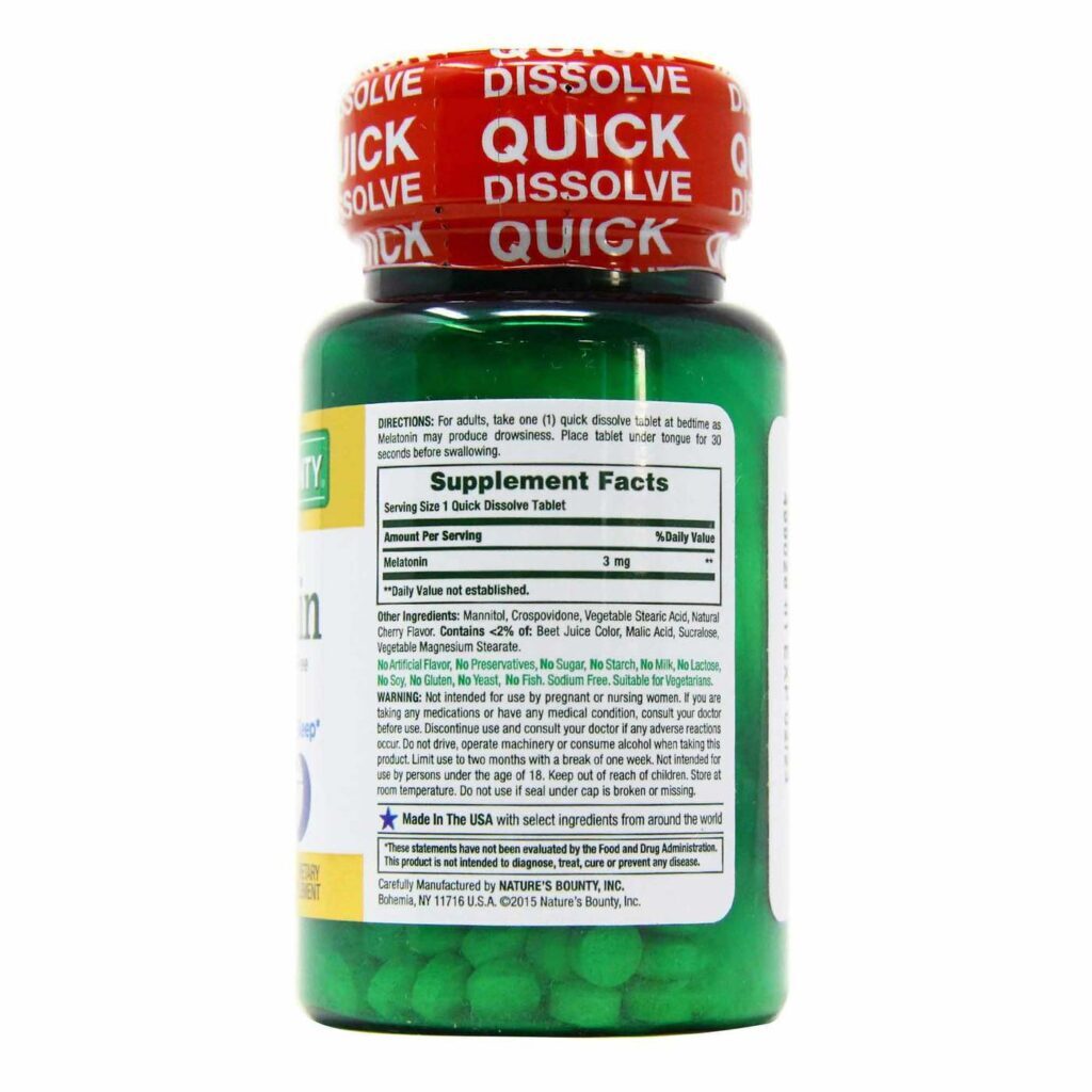 Nature's Bounty Melatonina Dissolução Rápida - 3mg - 120 Tabletes: Sono Reparador e Bem-Estar - Imagem 2