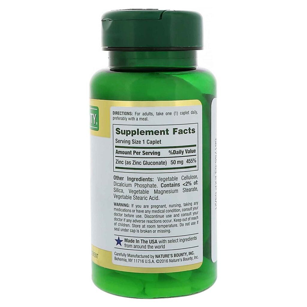 Nature's Bounty Zinco 50 mg 100 Caplets - Imunidade e Saúde no Brasil - Imagem 2