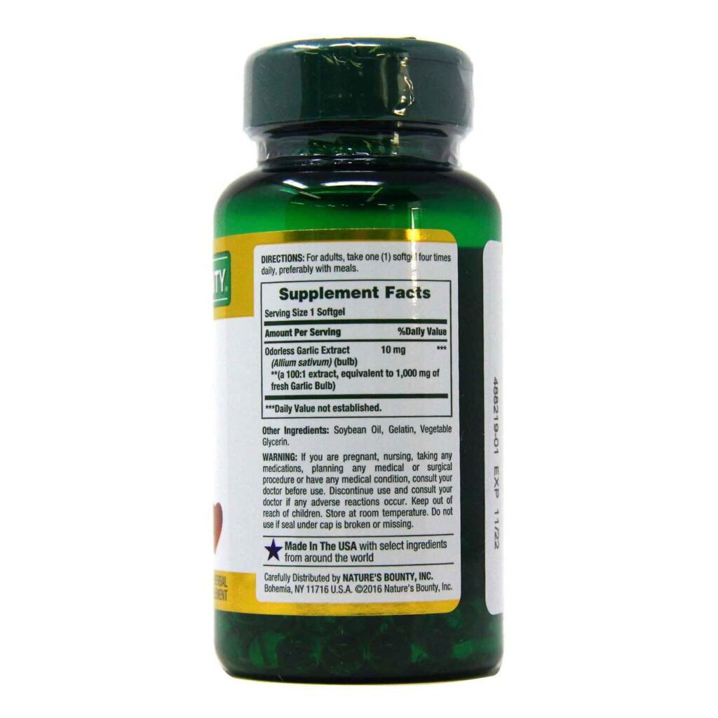 Nature's Bounty Alho 1000 mg - 100 Cápsulas Gelatinosas Macias - Imagem 2