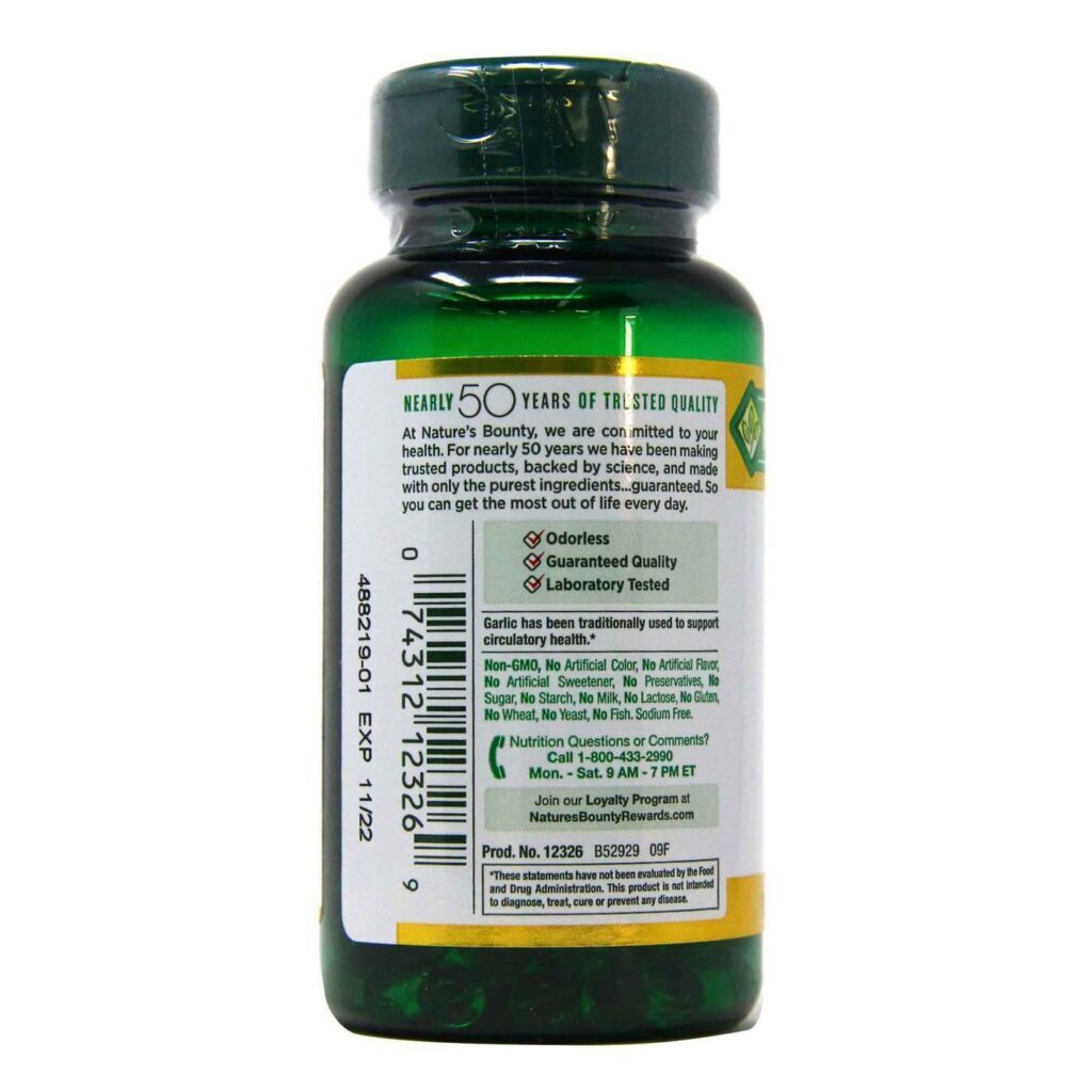 Nature's Bounty Alho 1000 mg - 100 Cápsulas Gelatinosas Macias - Imagem 3