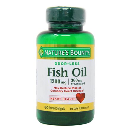 Nature's Bounty Odor-Less Óleo de Peixe - 1, 200 mg - 60 Coated Cápsulas em Gel